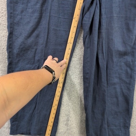 Valerie Stevens Linen Pants Women's 1X Blue Elastic Waist Lightweight Casual - Picture 8 of 12